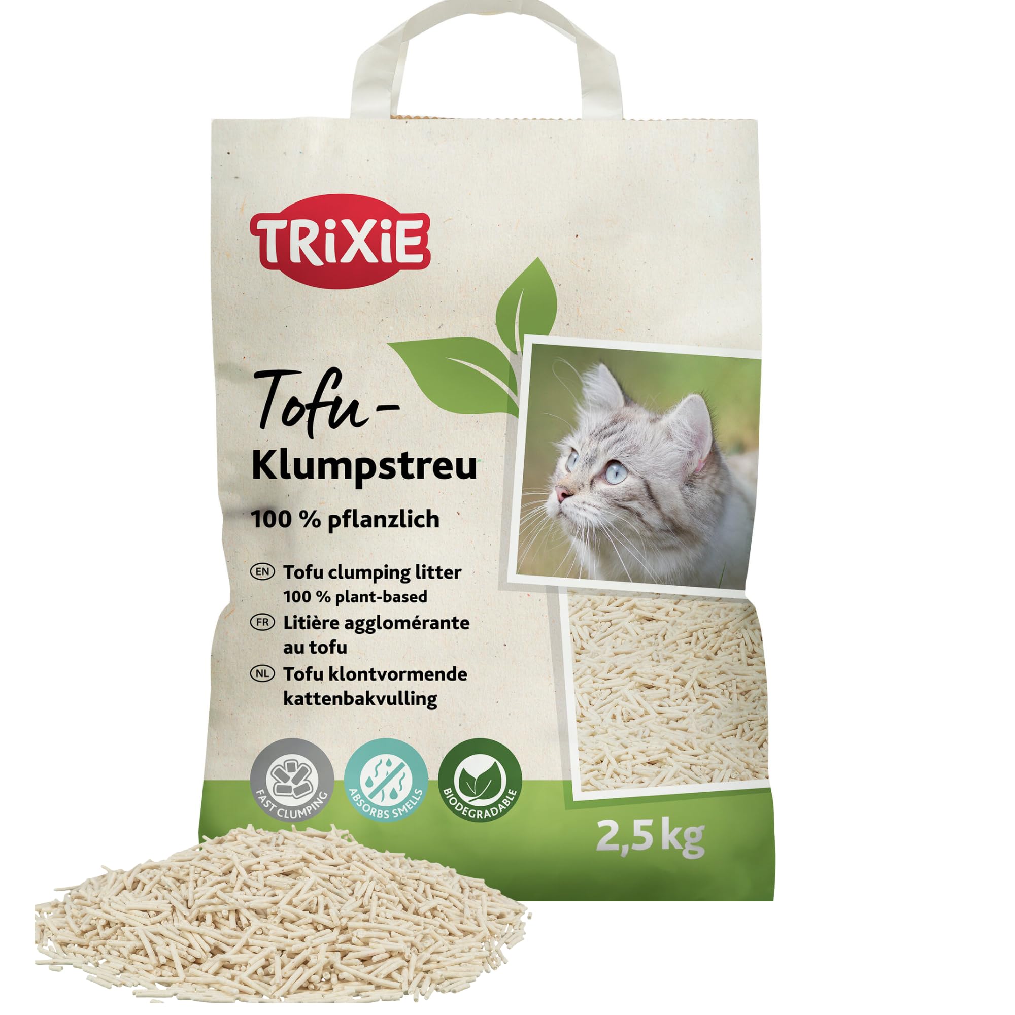 TRIXIE Cat Litter For Litter Trays, 2,5 Kg, Odour-Neutralising Biodegradable Cat Litter - 40250