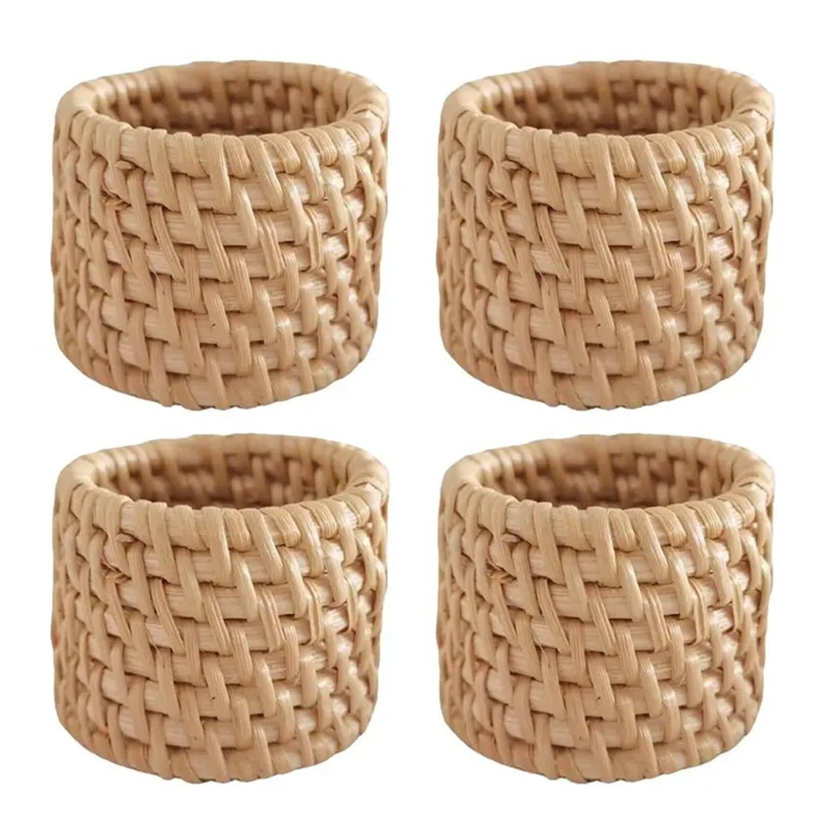 12PCS Handmade Rattan Napkin Rings Natural Wicker for Party Banquet Dinner