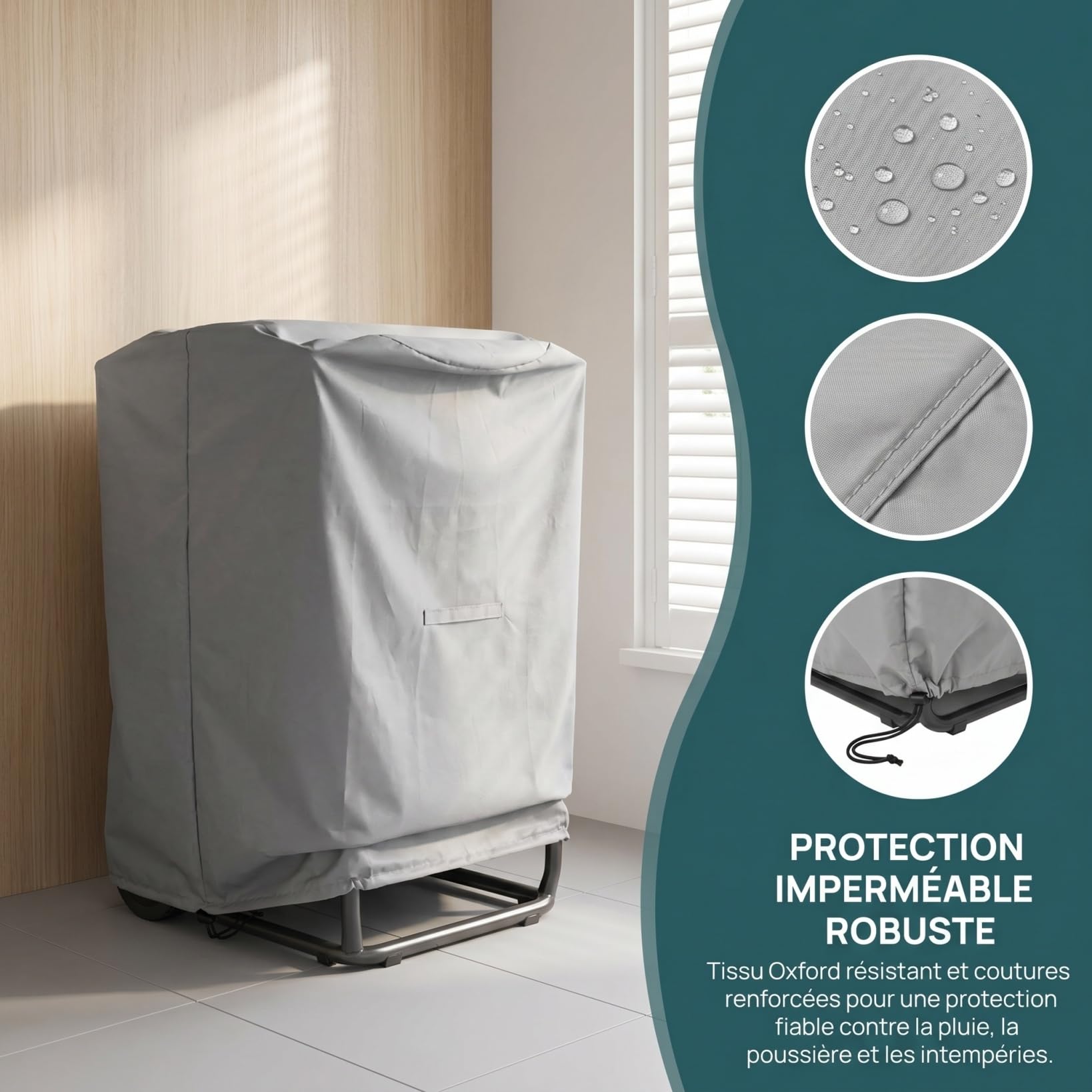 ORFOFE Housse de protection Oxford étanche pour broyeur à bois pour machines de jardin robuste protection contre les intempéries housse grise pour coupe-bois et hachoir