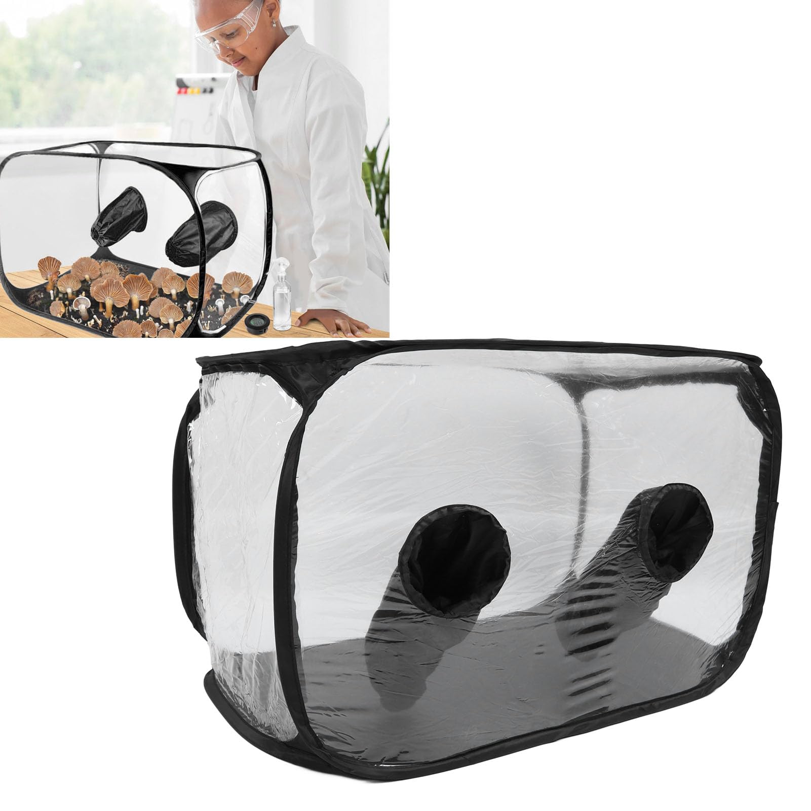 Caja de Aire Quieto, Tienda de Cultivo de Hongos de 31, 5 X 19, 7 X 19, 7 Pulgadas, Caja de Aire Quieto Emergente de PVC Profesional Portátil Plegable para Microbiología