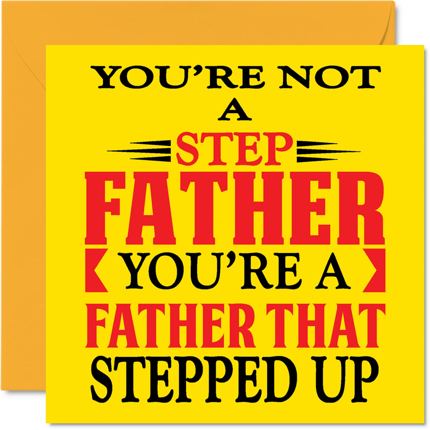 Heartfelt Birthday Cards for Step Dad - Stepped Up - Cute Happy Birthday Card for Step Dad from Daughter Son, Father Gifts, 145mm Father's Day Greeting Cards Gift Daddy Papa