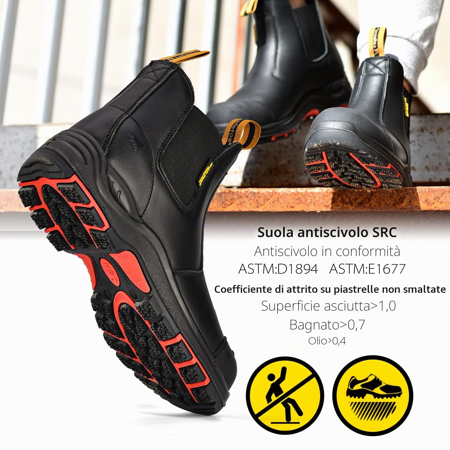 SAFEYEAR 8025 Nubuck SBP SRC Uomo Stivali da lavoro con punta composita Non acciaio Pelle resistente all'acqua Suola di gomma