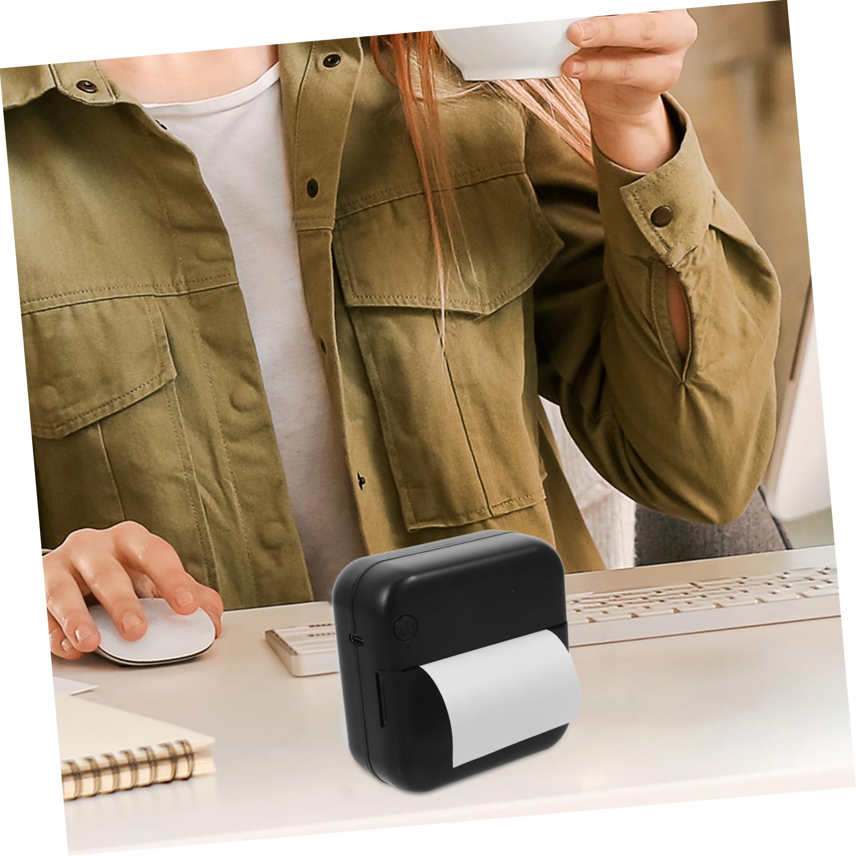 jojofuny Mini Stampante Termica Portatile in Plastica senza Inchiostro, Design Tascabile Connessione Facile per Note ed Etichette