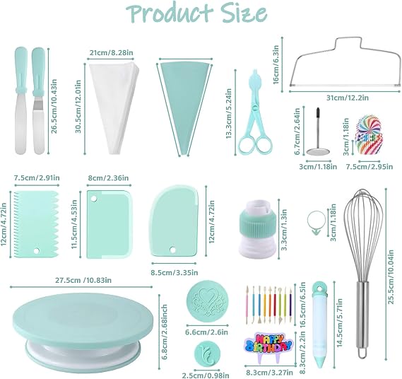 Cake Decorating Kit 267Pcs, Baking Supplies Tools with Cake Stand Turntable, Piping Bags and Numbered Piping Tips Cake Decorating Set, Cake Baking Accessories for Beginners (Green)