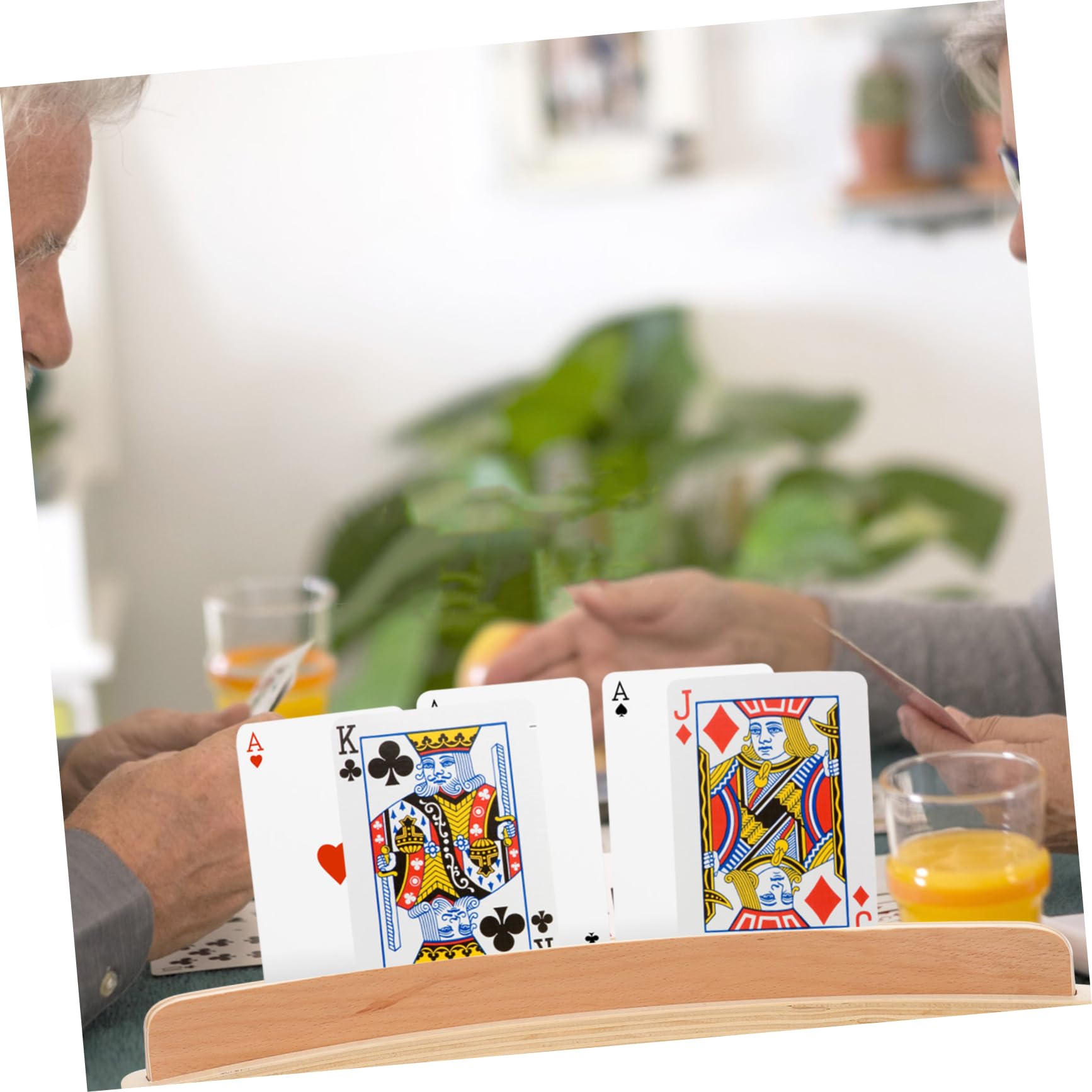 TEHAUX Supporto per carte da gioco in legno curvo per le mani e comodo organizer per adulti e anziani