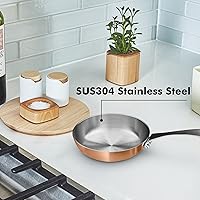 Vista 4 de Macevia Mini Cacerola para Salsa, Calentador de Mantequilla de Acero Inoxidable Cobreado, Olla Pequeña con Mango, Uso Multipropósito para Hogar