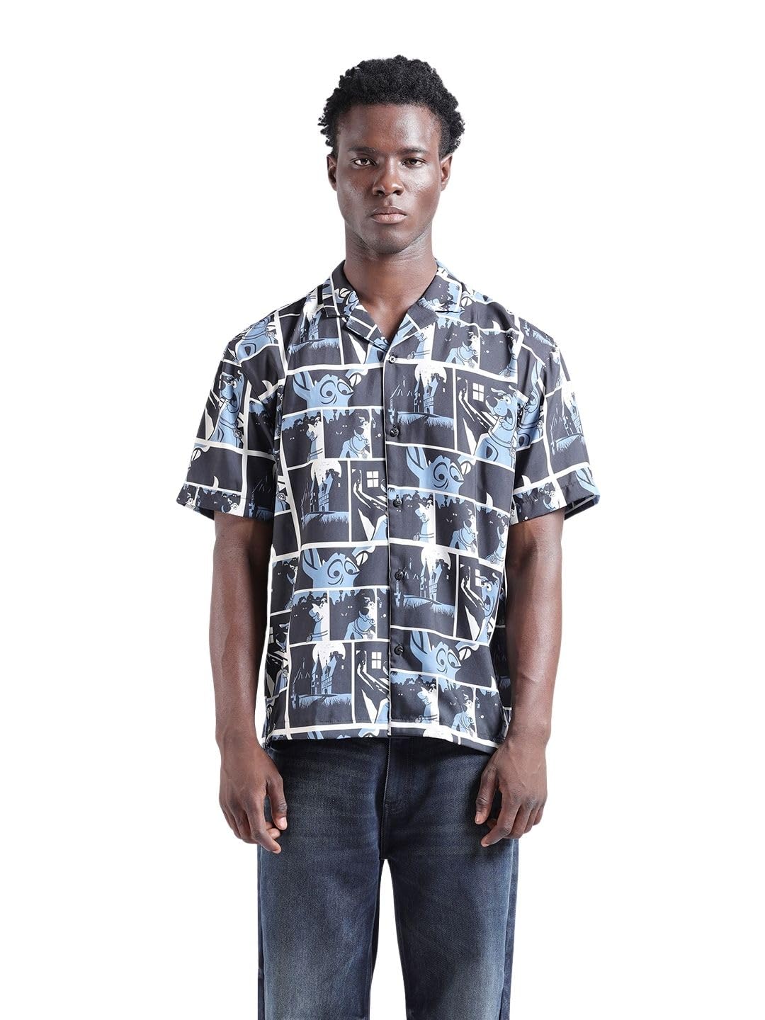 Chemise col cubain coupe décontractée avec imprimé original - 7