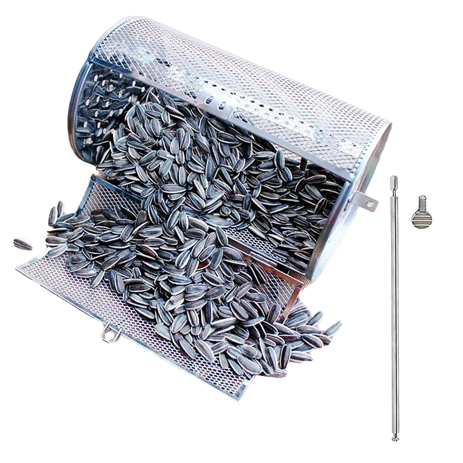 Rotierender Grillkorb, rollender Grillkorb - Grillkorb aus Edelstahl - Kaffeeröster, runder Grillkorb, Grill-Pommes-Frites-Korb zum Backen von Nüssen, Kaffeebohnen, Grillen, Grillen