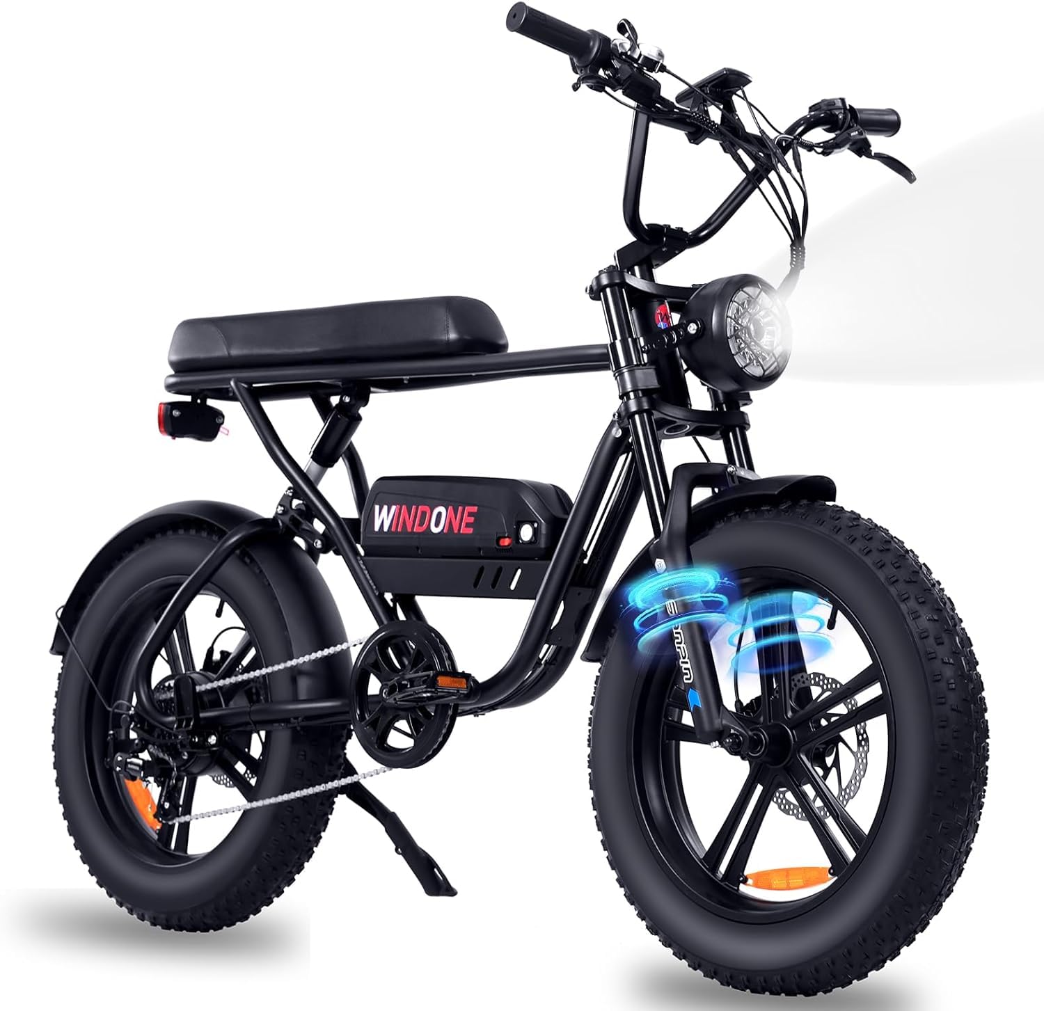 WINDONE E2/K2/K20 Electric Bike for Adults, Up to 45KM/H & 75/100KM Range, 750W/1000W Peak Ebike with 20/26" All-Terrain 4.0" Fat Tires and Shock Absorption,Cruise Control,UL Certified,Moped E-Bike