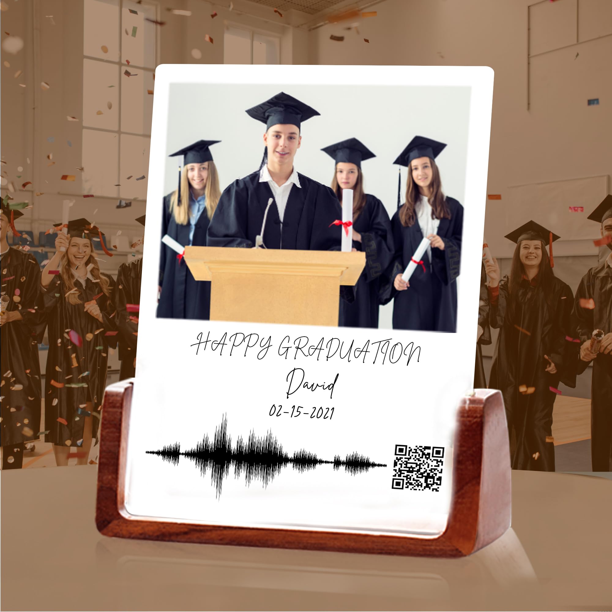 Metahoga Personalized Sound Wave Artwork,Soundwave Art Custom Gifts, Acrylic Photo Plaque with QR Code,Customized Picture Frame for Boyfriend Girlfriend Couple Wife Women on Anniversary Birthday