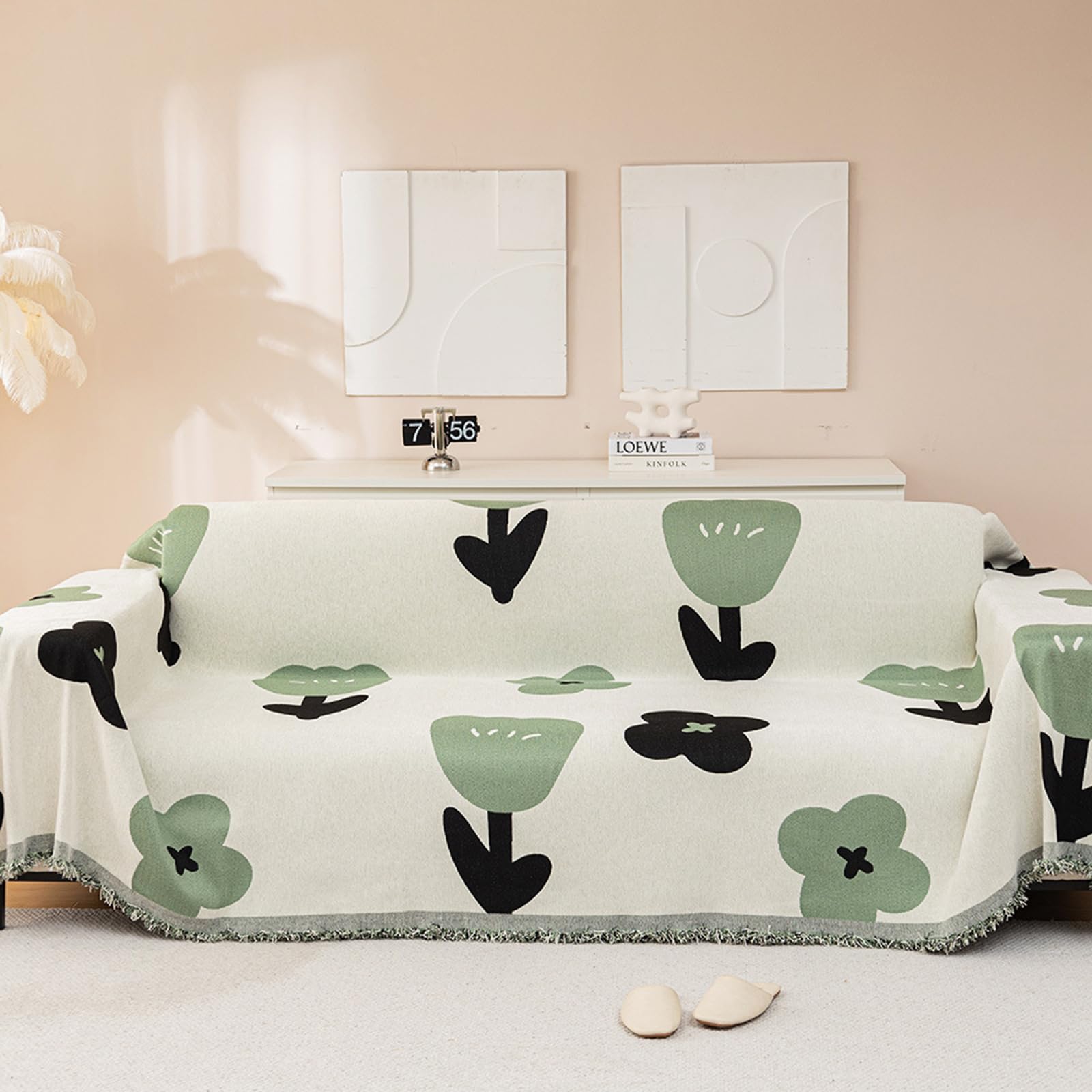 Sofa Slipcove 1 2 3 4 Seater Chenille Throw Blankets For Sofas Large Multi-Purpose Anti-Slip Couch/Sofa Covers For L U-Shaped/Corner Sofa Furniture Protection Dog Anti-Scratch(180X230cm,Green)