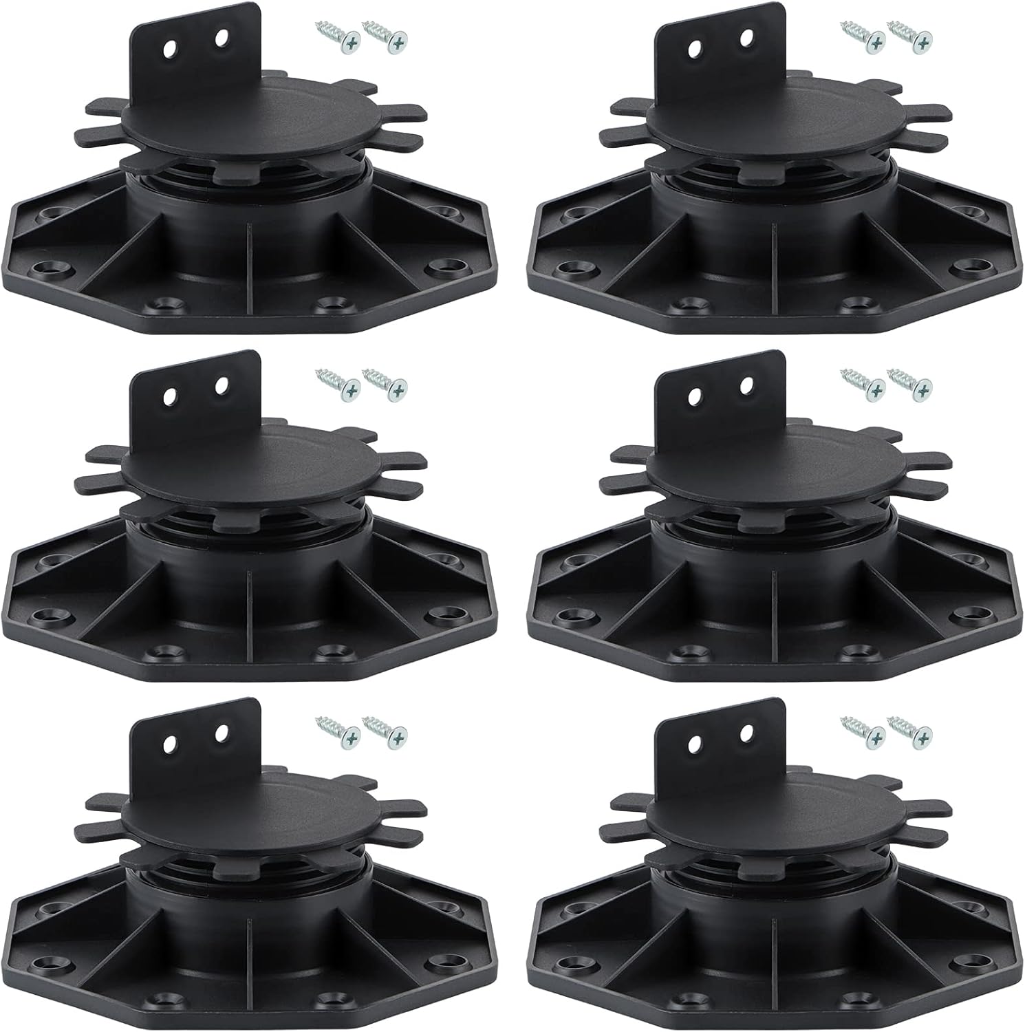 Singvon 6 Pcs Joist Support Pedestals, Adjustable Decking & Flooring