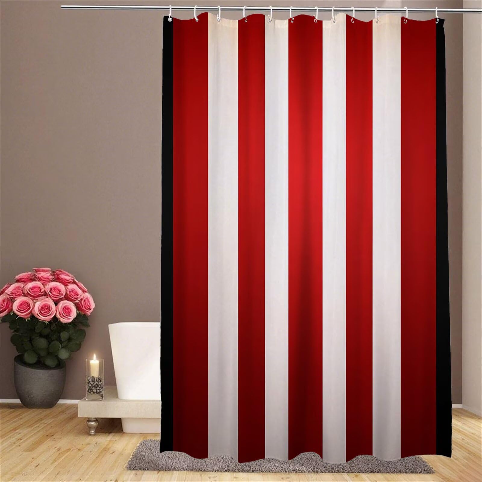 Shower curtain abstrait rouge et rideaux salle de bain polyester résistant 120x180cm