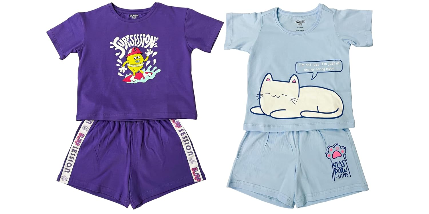 Girls’ Summer Combo Shorts Set – Short Sleeve Tops & Shorts Soft Cotton Sleepwear LK-SH-2504725052 Girls’ Summer Combo Shorts Set – Short Sleeve Tops & Shorts Soft Cotton Sleepwear LK-SH-2504725052