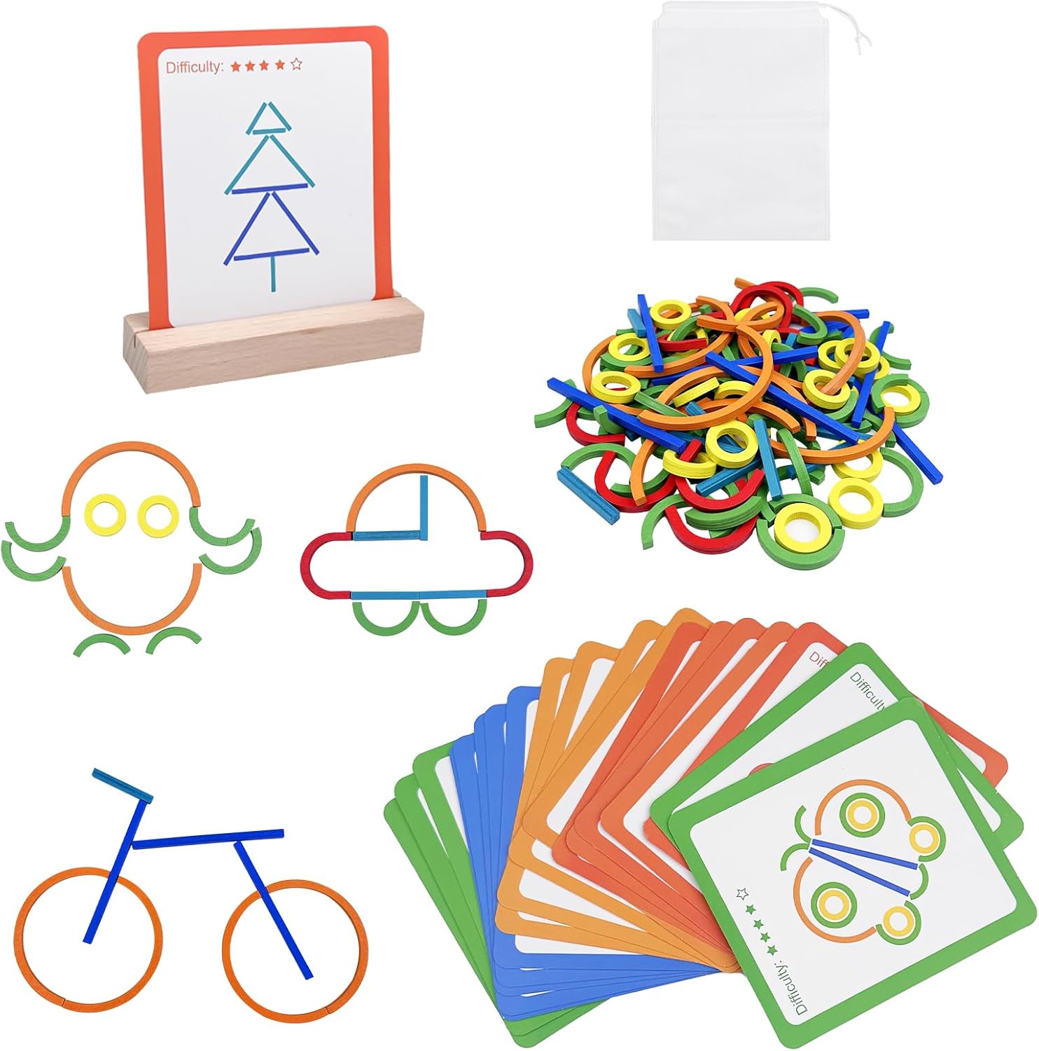 Comzantor Juguetes Montessori Niños 3 4 5 6 Años, Puzzle Tangram con 120 Piezas