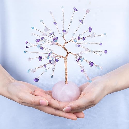 Miniatura 3 de ZenBless Árbol de la vida de cristal, árbol curativo de 7 chakras, árbol de dinero de Feng Shui, pequeño árbol bonsái falso cristales zen espiritual