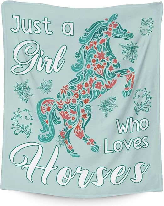 Mercuryelf Horse Blanket Gift - 60x80 Inches Trendy Throw Blankets for Girls - Mint Green Soft, Fuzzy & Warm Throws for Bed, Couch