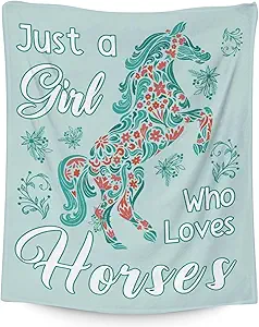Mercuryelf Horse Blanket Gift - 60x80 Inches Trendy Throw Blankets for Girls - Mint Green Soft, Fuzzy & Warm Throws for Bed, Couch