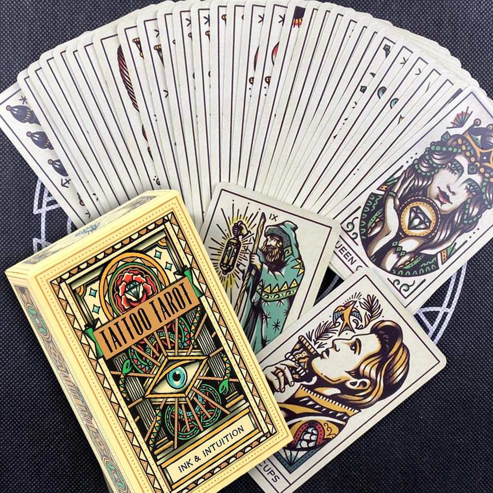 Tarot Tattoo Deck – 78 Cartas Clásicas Con Folleto De Instrucciones – Cartón De Alta Calidad – Ideal Para Principiantes Y Entusiastas De La Adivinación