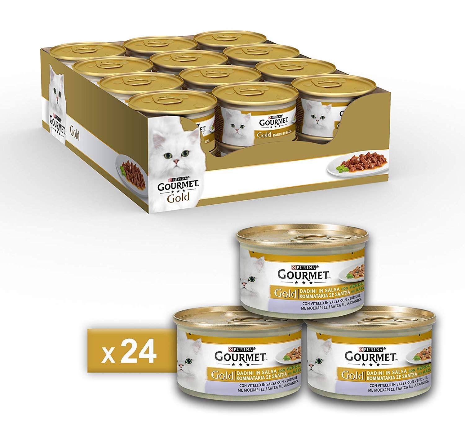 Gourmet Gold Purina Umido Gatto Dadini in Salsa e Mousse, 3 Gusti Diversi: 72 lattine da 85 g