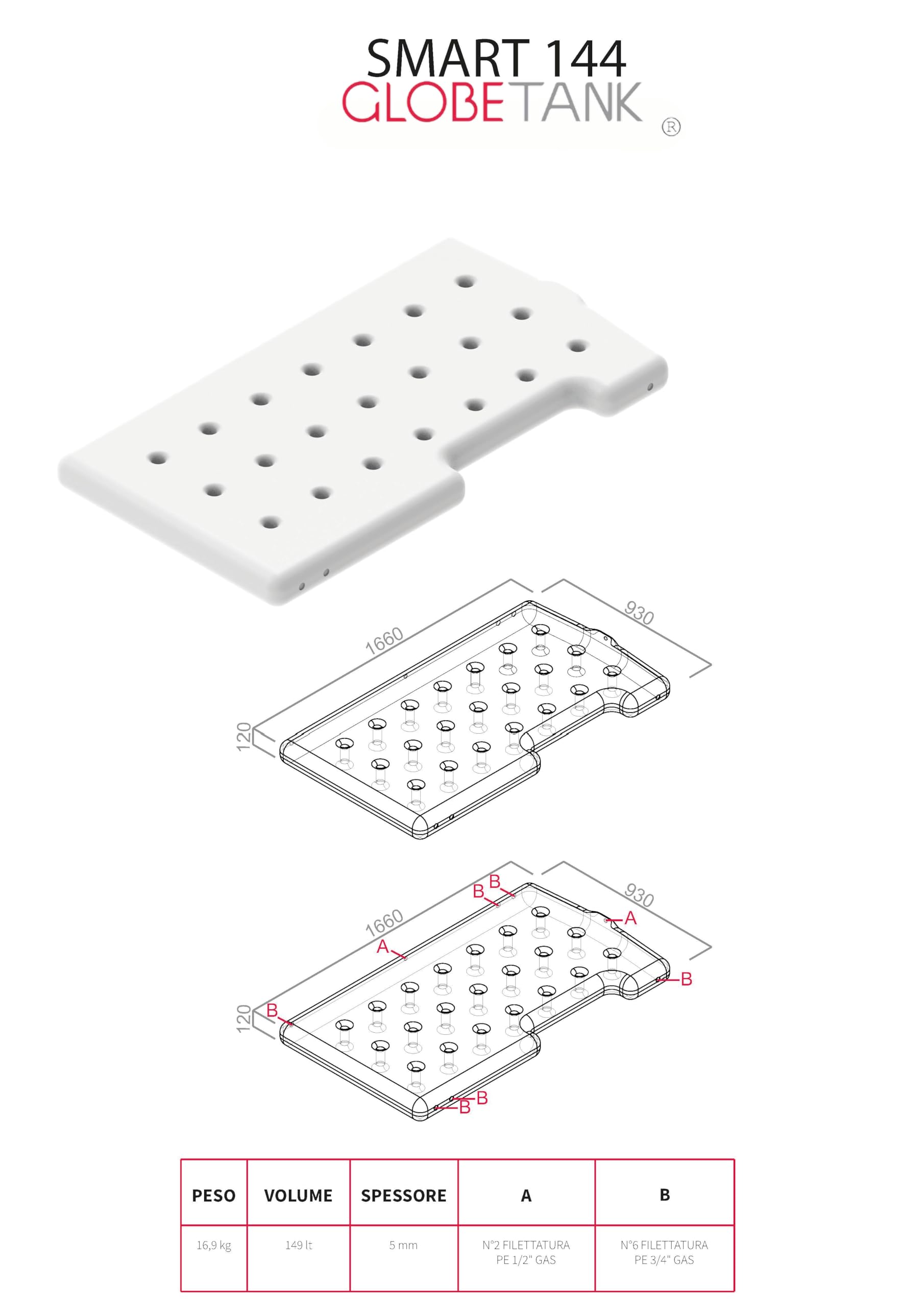 SERBATOIO SMART 144 RIGIDO ACQUA GLOBETANK (NEUTRO TRASLUCIDO)