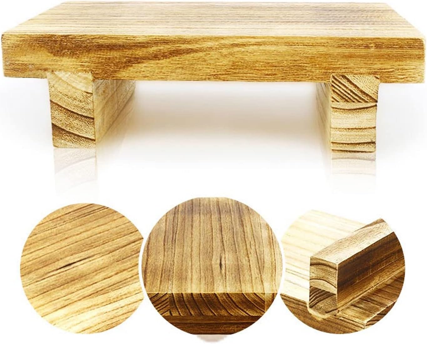 Rectangle Bedside Step Stool Portable Step Stools Low Stool Wooden Small Stool for Bedroom Toilet Indoor Outdoor Kitchen Padded Seat