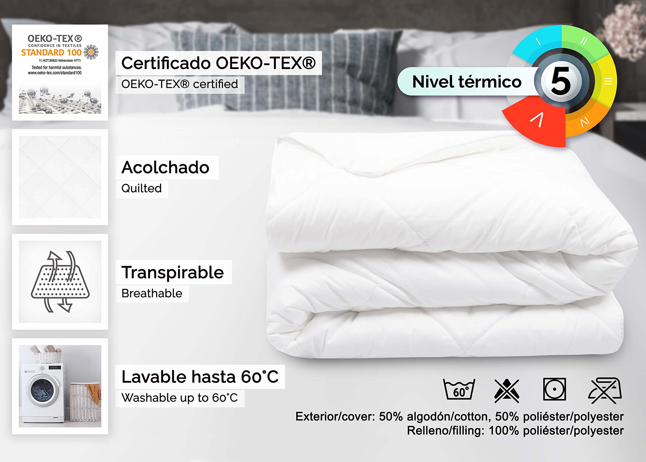 ZOLLNER Edredón nórdico para Cama de 80-90 cm, 400 g/m², Dos Capas de 550 g