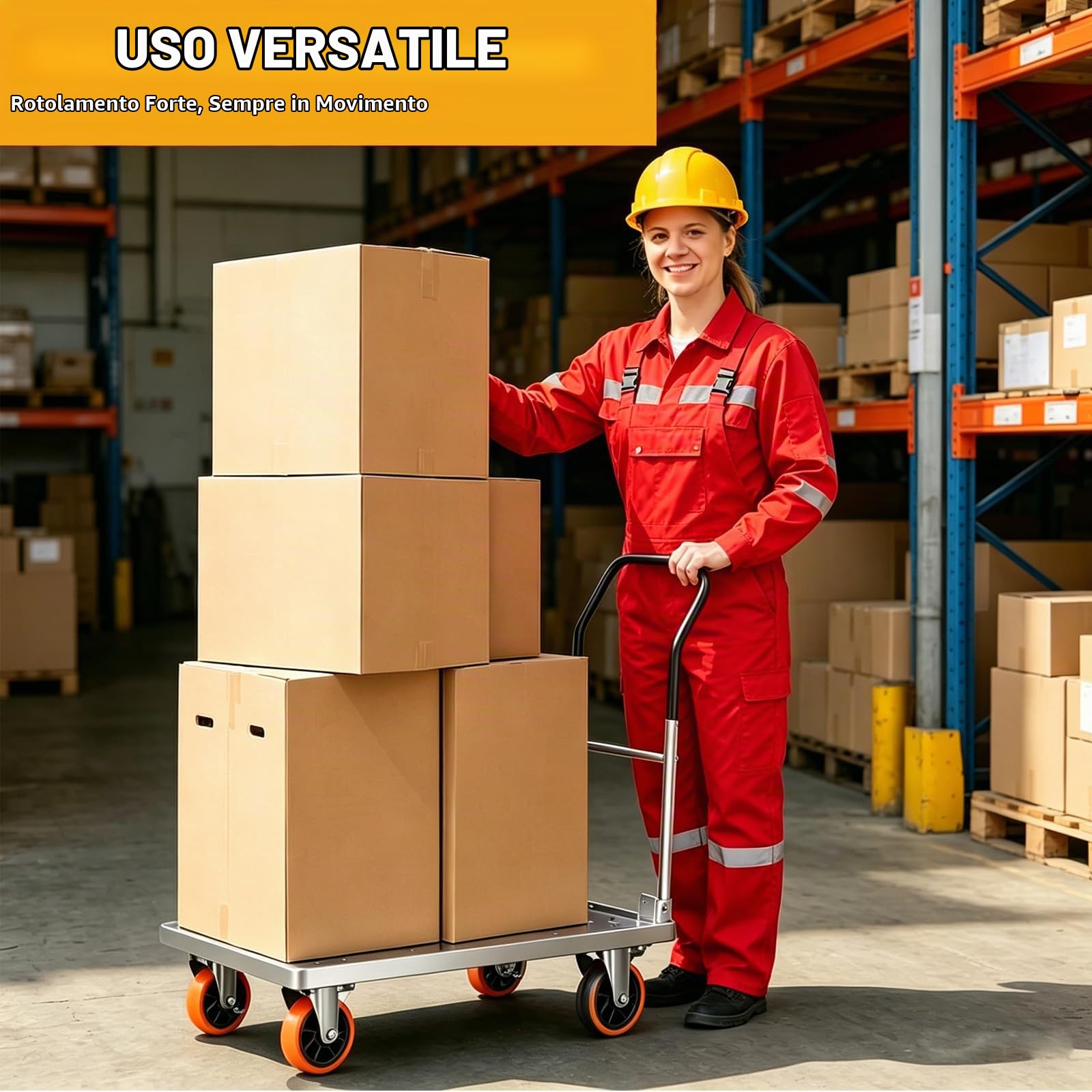 Ruote Per Carrello Pesanti con Freno 125MM, Set di 4 PU Rotelle per Mobili Ruote Girevoli a 360 Gradi, Doppio Cuscinetto Rotelle Pivotanti Capacità 800kg per Tavolo, Armadio(con Viti)