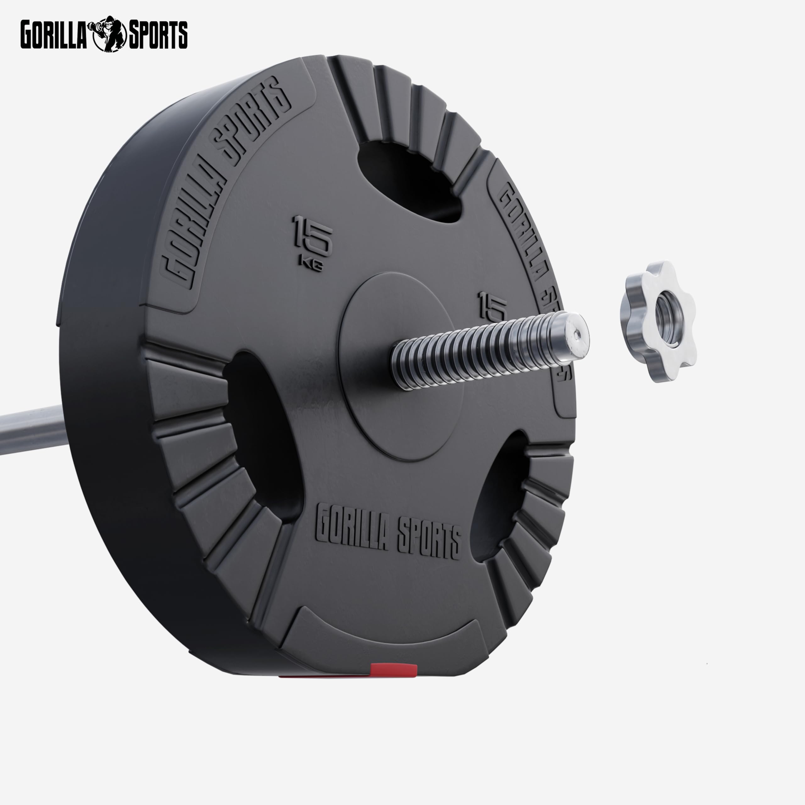 Gorilla Sports Gripper Discos de Plástico 30 kg con Asas | 2 unidades de 15 kg, Juego de pesas