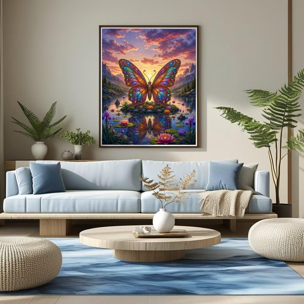 Diamond Painting Mariposa, Manualidad Creativa y Relajante 80x100cm C8-134