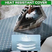 Vista 3 de BKTD Tabla de planchar compacta de 13 x 43 pulgadas, tabla de planchar con superficie resistente al calor, altura ajustable, mesa de ahorro