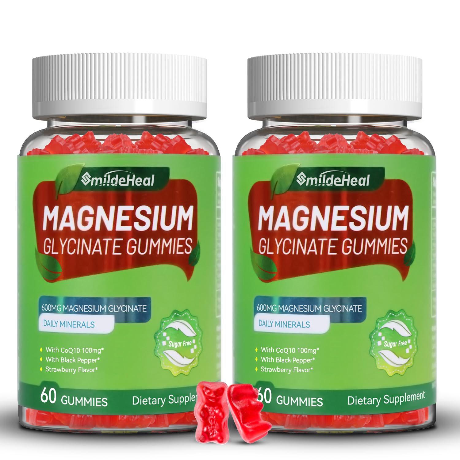 Magnesium Glycinate Gummies 600mg for Women & Men - 120 Count 60 Count (Pack of 2)