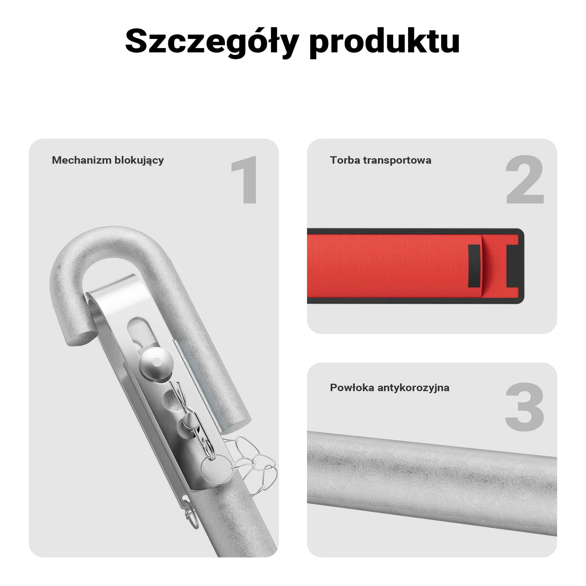 Hak holowniczy Wiltec 3-częściowy 2 m do 3 t, stalowy hak holowniczy z kolorem ostrzegawczym, flagą, amortyzatorem i torbą