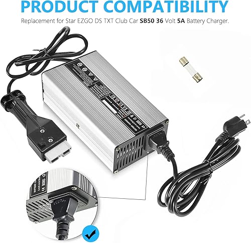 Miniatura 3 de labwork Cargador de batería para carrito de golf 36V 5A y SB50 Reemplazo de enchufe para EZGO TXT Star DS Club Car Marathon
