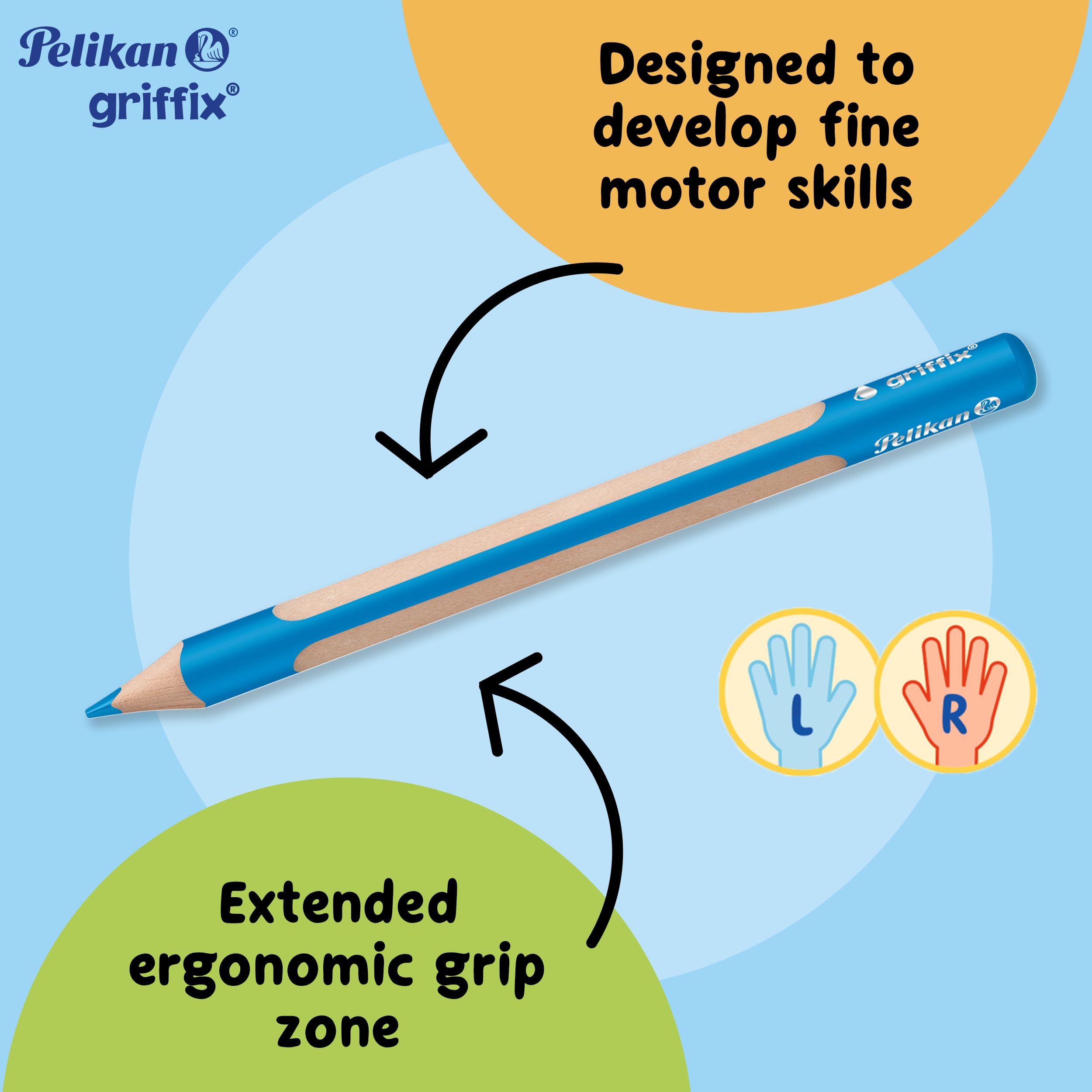 Pelikan Griffix Coloured Pencils, 12 Pack, Triangular Ergonomic Design, FSC-Certified Wood, Water-Soluble Leads - Image 4