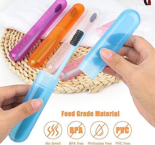 Miniatura 3 de Paquete de 6 fundas para cepillos de dientes de viaje, soporte portátil transpirable para cepillos de dientes, contenedor de plástico para viajes,