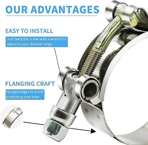 Miniatura 5 de 12 piezas de juego de abrazaderas de manguera, abrazaderas de radiador con perno en T de PEROMI, abrazaderas de manguera resistentes de 6 tamaños