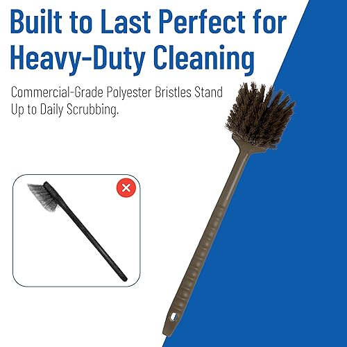 Vista 64 de SPARTA 40501EC14 Cepillo de plástico grande para fregar, cepillo de cocina, cepillo utilitario con mango largo para limpieza, 20 pulgadas, azul