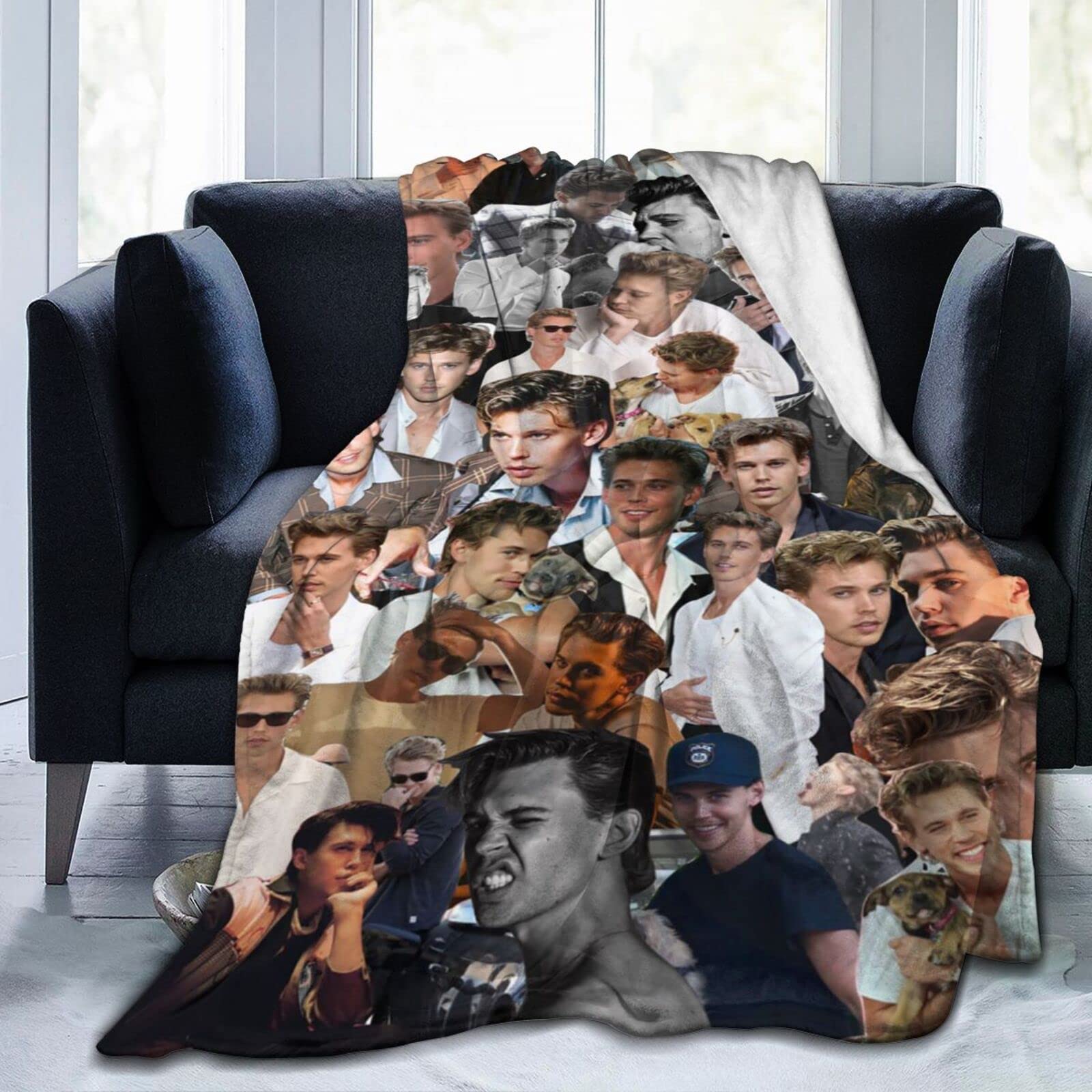YINGD Soft Throw Blankets Austin Butler Flannel Blanket Ultra Soft Comfortable Blanket Anti Static Washable for Bed Sofa 150x125cm