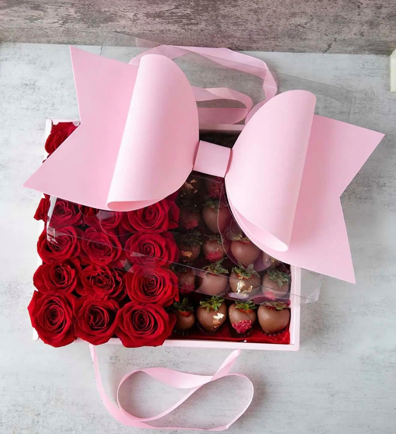 Large Gift Box with Big bow lid - set of 5 (Pink)