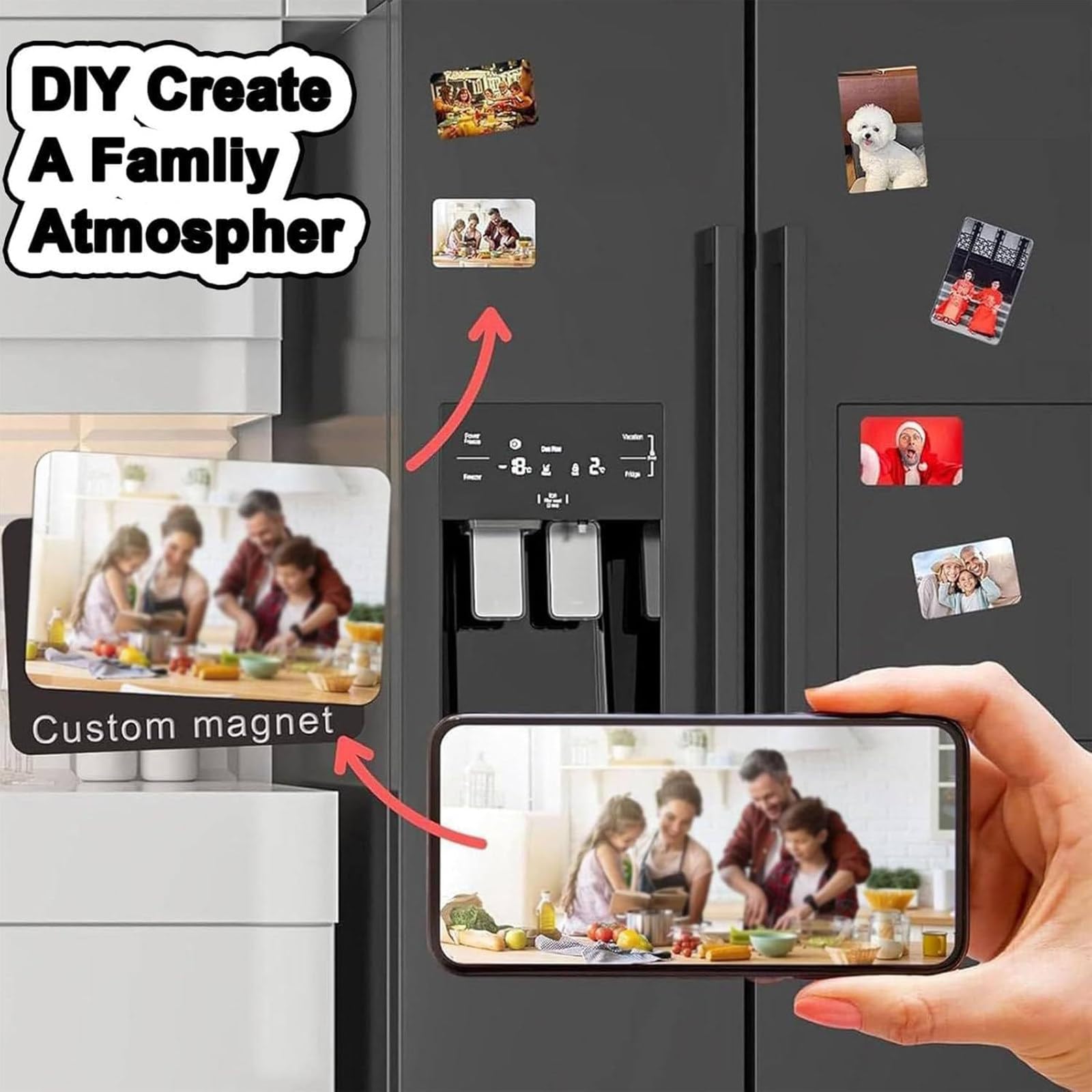 Kit para Hacer Imanes Rectangulares de 3,1 X 2 Pulgadas para Refrigerador, MáQuina para Hacer CalcomaníAs, Prensa para Fotos e Insignias con 100 Consumibles