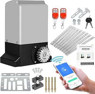 Ikodm Elektrischer Schiebetorantrieb WIFI 550W torantrieb Garagentoröffner bis 1200kg, mit 2 Fernbedienungen und Automatische Schließfunktion für Hotelbis, Fabrik