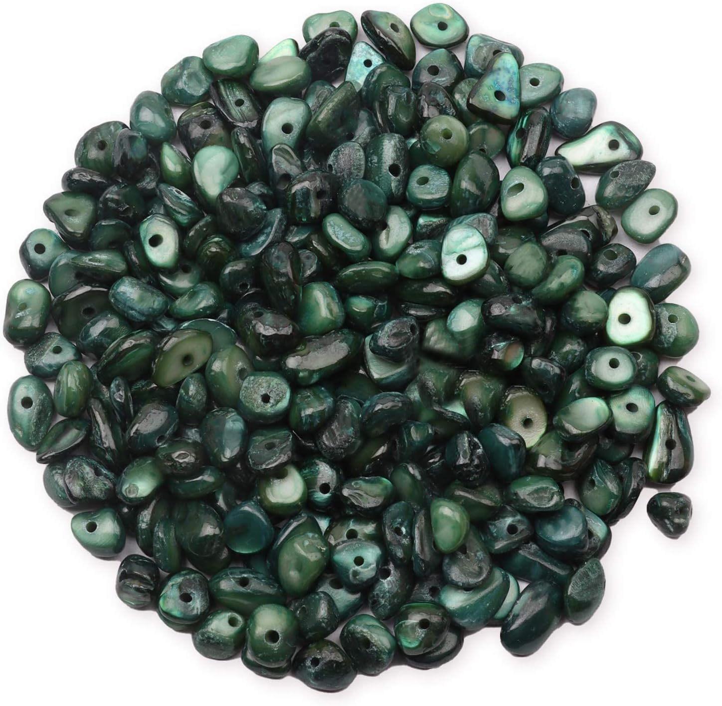 Stone Chips Beads Irregular,Yholin Drilled Crystal Tumbled Shell Chips Stone 1 Strand, Healing Crushed Rock Beads for Girls DIY Earring Necklace Bracelet Craft Jewelry Making Home Decor