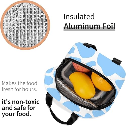Miniatura 6 de Ucsaxue Lonchera con estampado de vaca azul, bolsa de almuerzo reutilizable, lonchera Bento para trabajo, reutilizable, cajas de picnic, contenedor