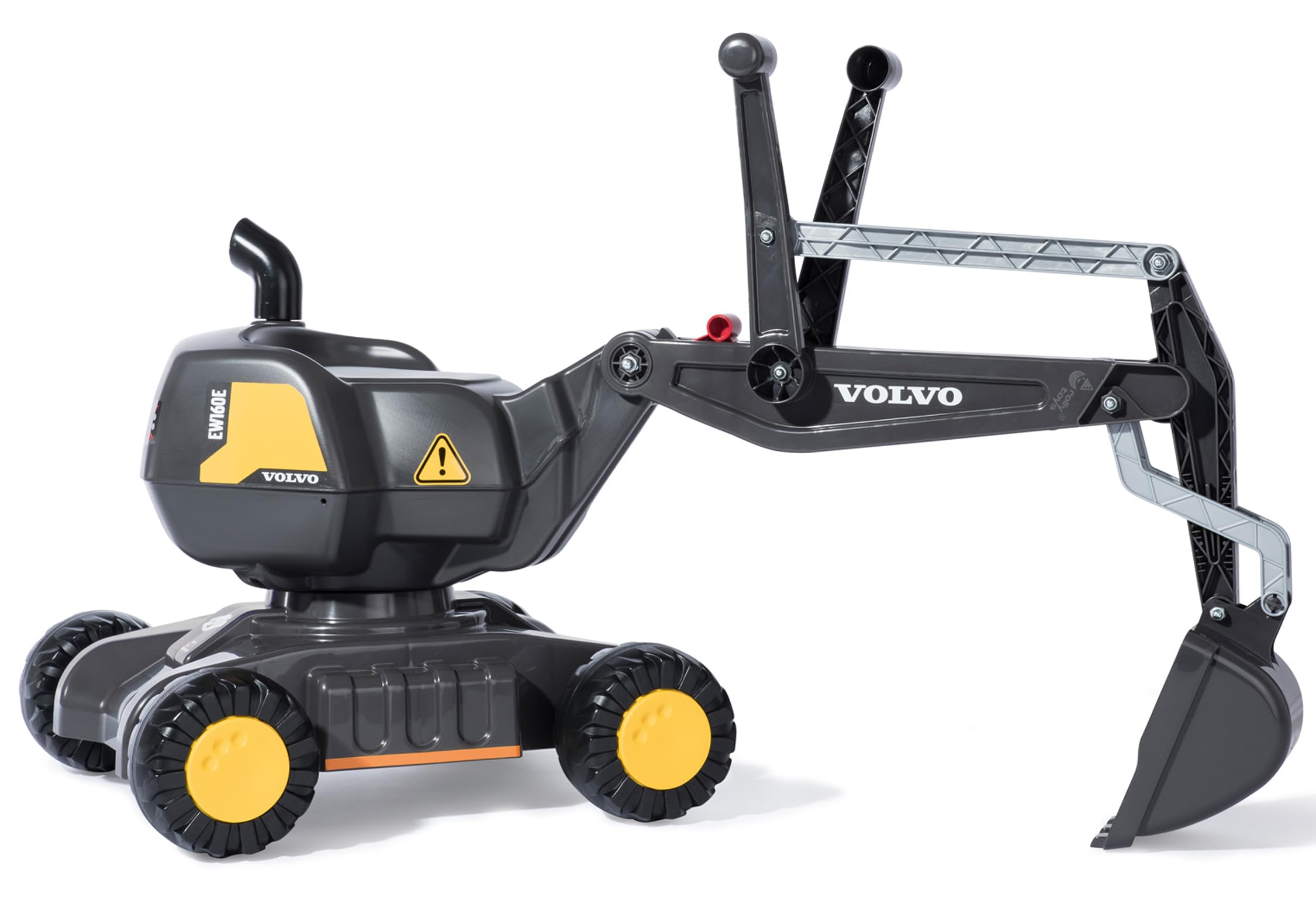 Rolly Toys rollyDigger Volvo EW160 Spielzeugbagger (für Kinder von 3-5 Jahre, Kunststoffbagger, Farbe grau/gelb) 421152, 102 x 43 x 74 cm