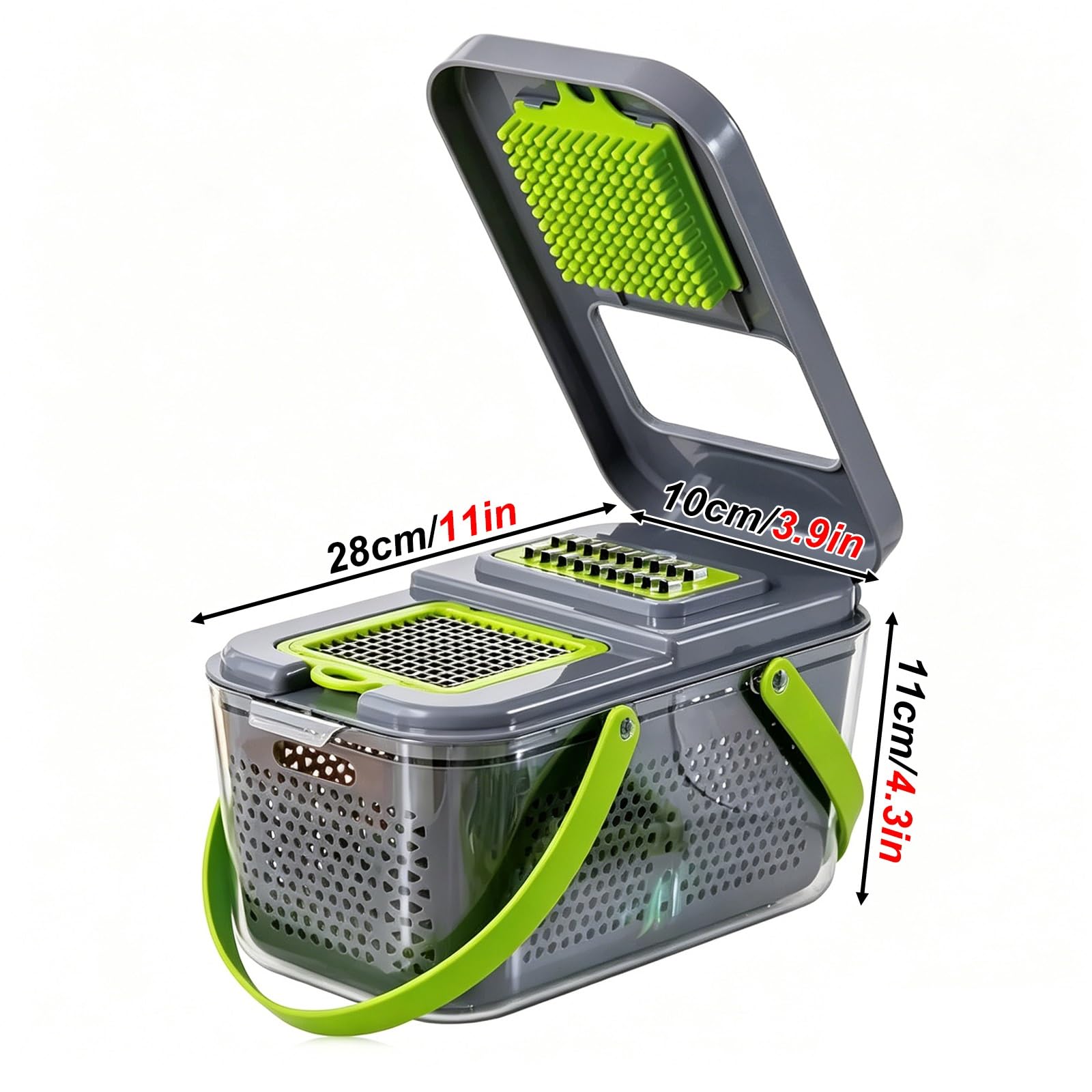 Cortador de Verdura Manual, Mandolina de Cocina Multifuncional con 14 Cuchillas Acero Inoxidable, Material Resistente, Cortador Verduras para Ensaladas, Utensilios Cocina