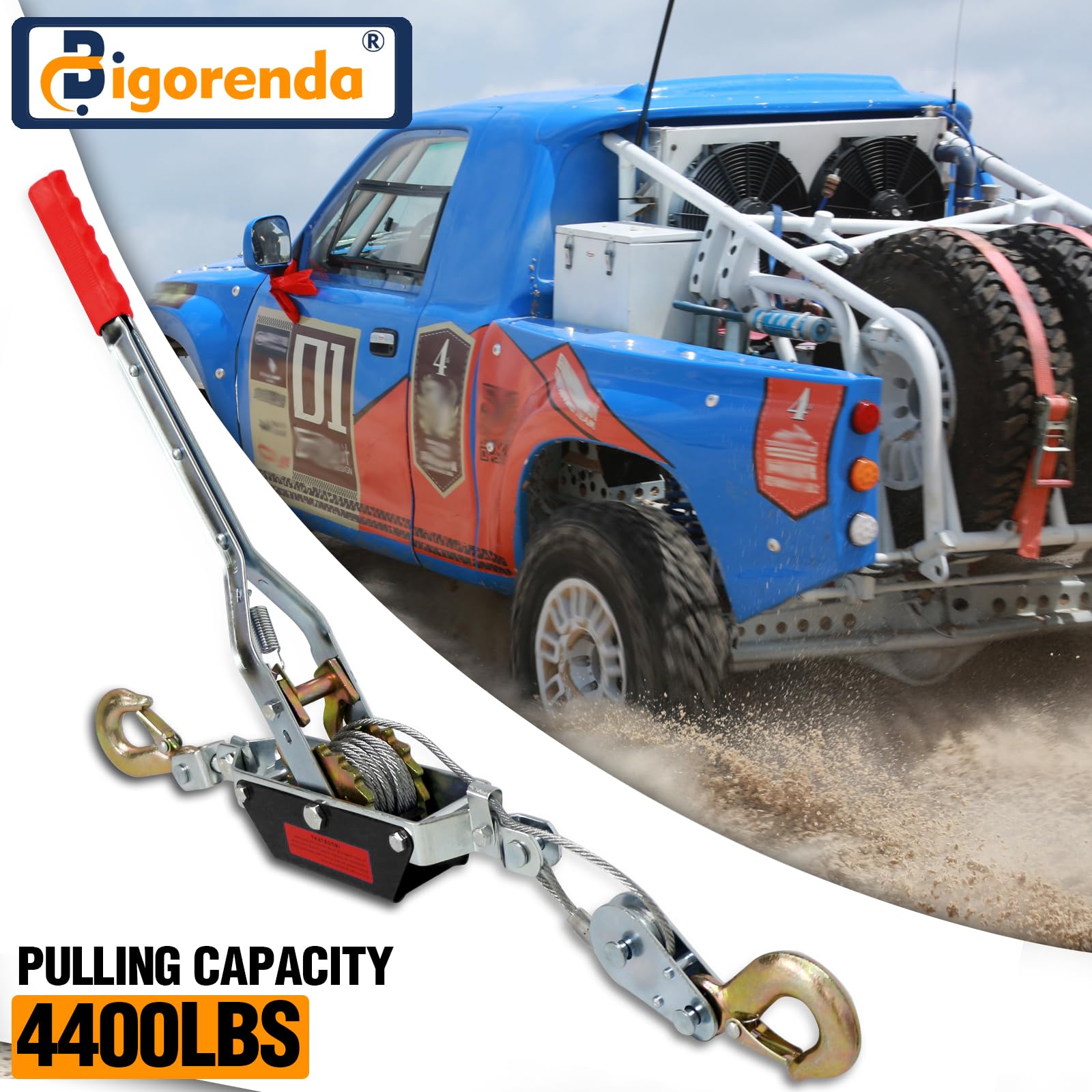 Come Along Winch 2T, cable de acero resistente de 2 ganchos, extractor de potencia de doble engranaje, cable viene junto con cable de acero de 7 pies, cable de cabrestante de mano, engranaje