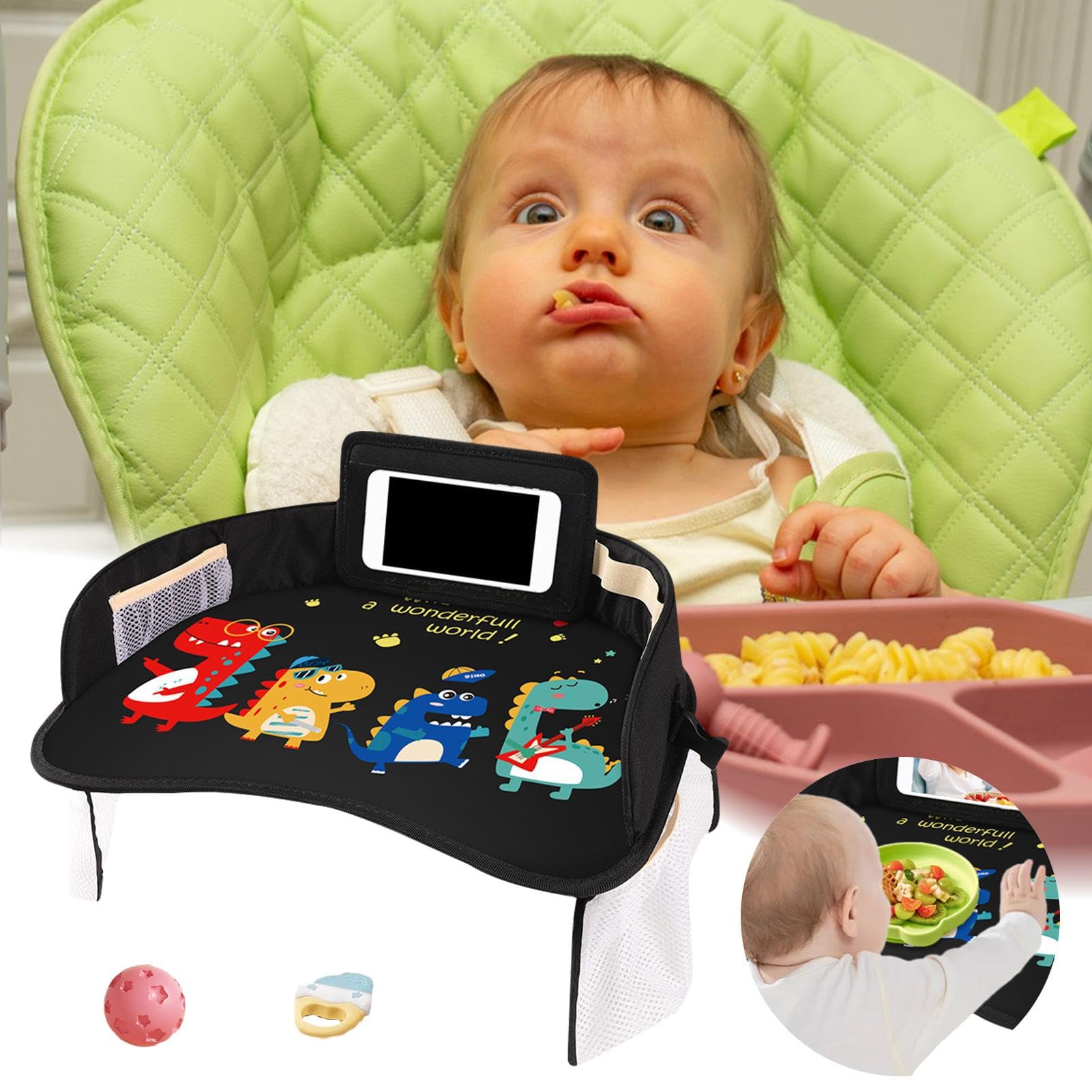 Bandeja para mesa de asiento de automóvil,Mesa de comedor para asiento de automóvil | Bandeja de comedor impermeable para asiento infantil | Mesa con bandeja de comedor para coche, multifunción, peque