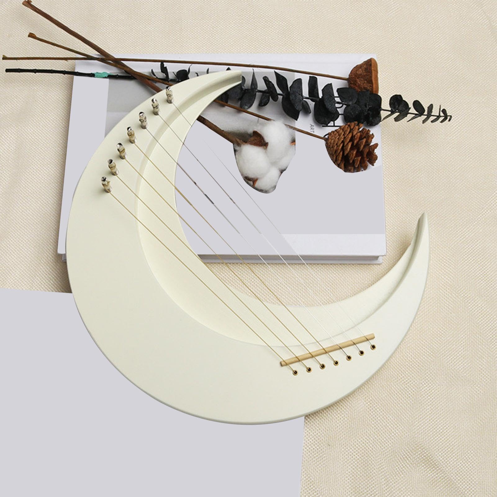 Arpa a lira lunare, strumento musicale arpa a lira - Arpa a lira in legno | Moon 7 corde Pianoforte a lira - Strumento musicale a Strumento arpa portatile con chiave per accordatura per gli amanti