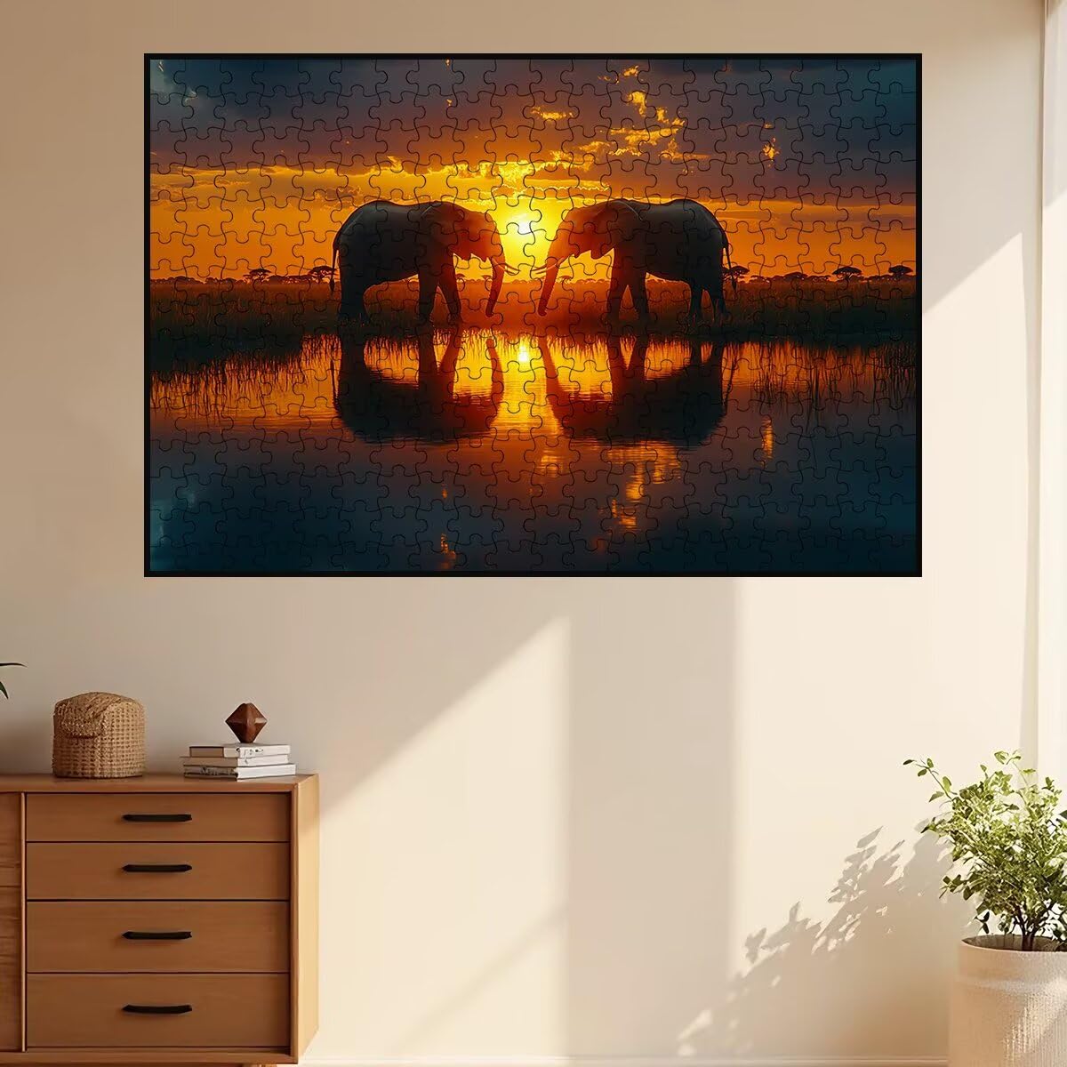 Puzzle 5000 Pezzi Elefante, Puzzle Tramonto per Adulti, Puzzles in Legno Intrattenimento Creativo, Divertimento, Puzzles Educativi Classici con Confezione di Alta Qualità Idea Regalo Donna Decor -2656